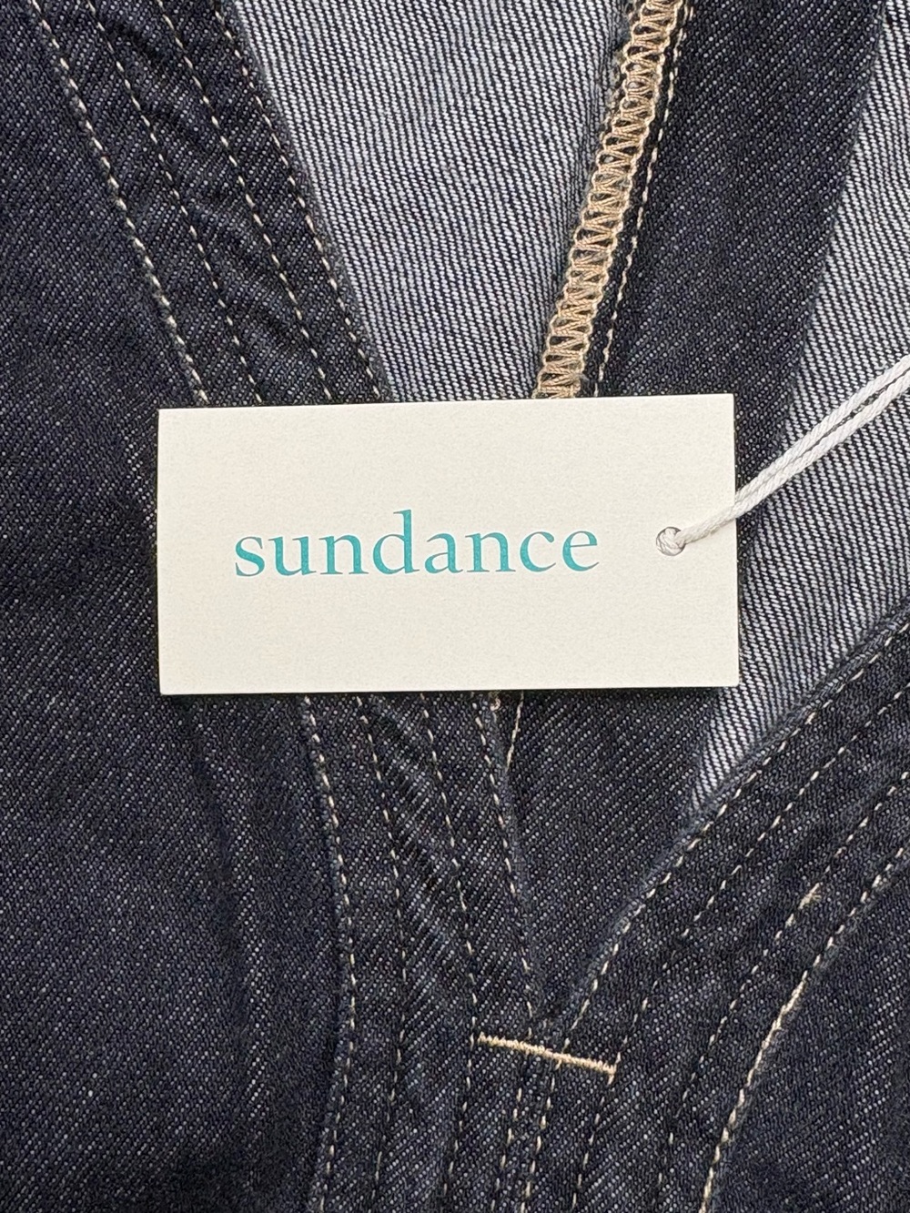 NWT Sundance Poppy Denim Dress Black Midi Belted • Size 14 • 100% Cotton - Picture 11 of 12